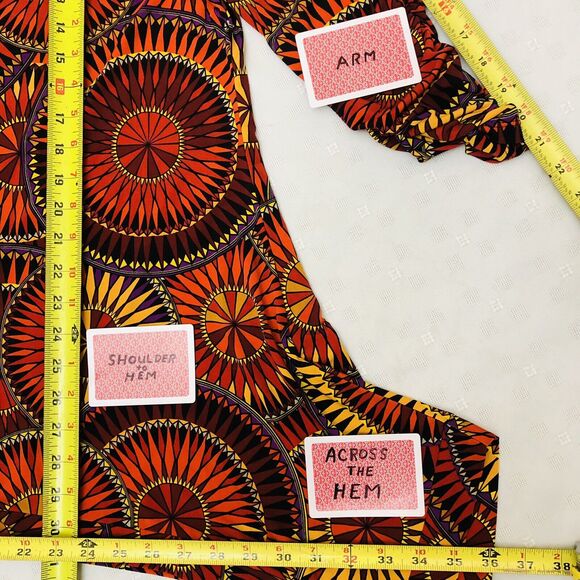 Premise Tunic Top Womens 1X Shark Bite Colorful Orange 3/4 Ruched Sleeve Boho - Picture 8 of 11